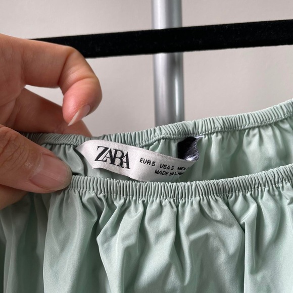 Zara Mint Green Puff Sleeve Blouse - Picture 4 of 5